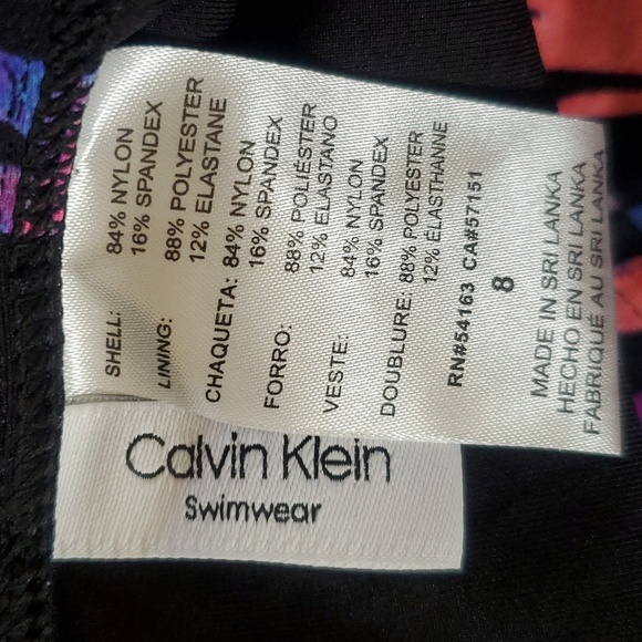 Calvin Klein Sorbet Ibiza Starburst One-Piece Swimsuit Black Purple Size 8 - Picture 9 of 9